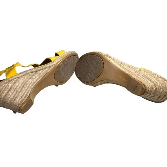 Bandolino Yellow Stretch Fabric Wedge Sandal 10.5M - Picture 11 of 11